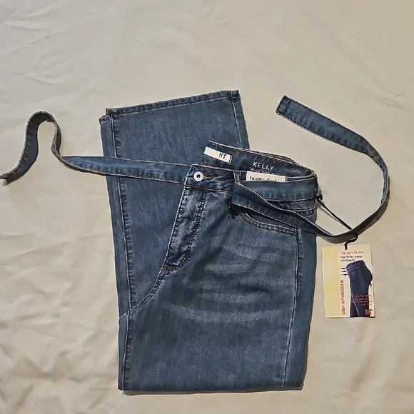 !it jeans Kelly Wide-Leg Jeans with Waist Tie - Denim Blue - Picture 5 of 10